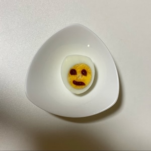 ゆで卵でハロウィン(/_;)/~~アート